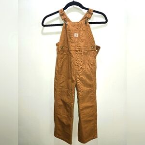 Carhartt Toddler Bib Overalls 4T Duck Canvas Brown Double Knee